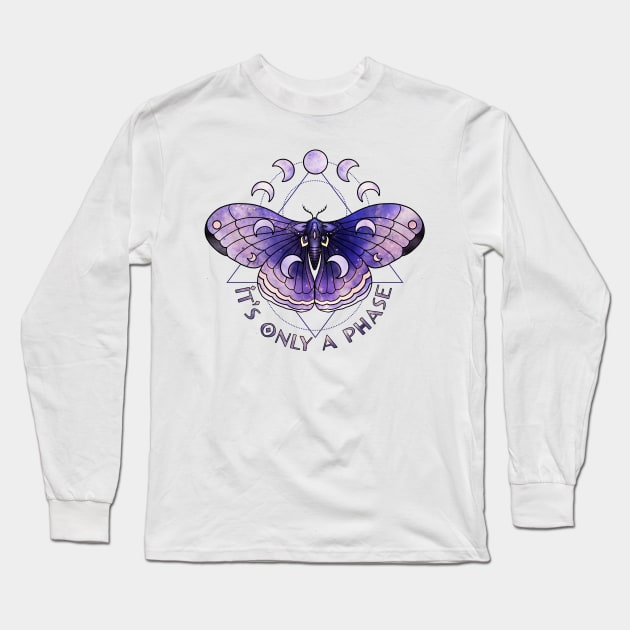 It's just a phase witchy moth design with moon phases Long Sleeve T-Shirt by gaynorcarradice